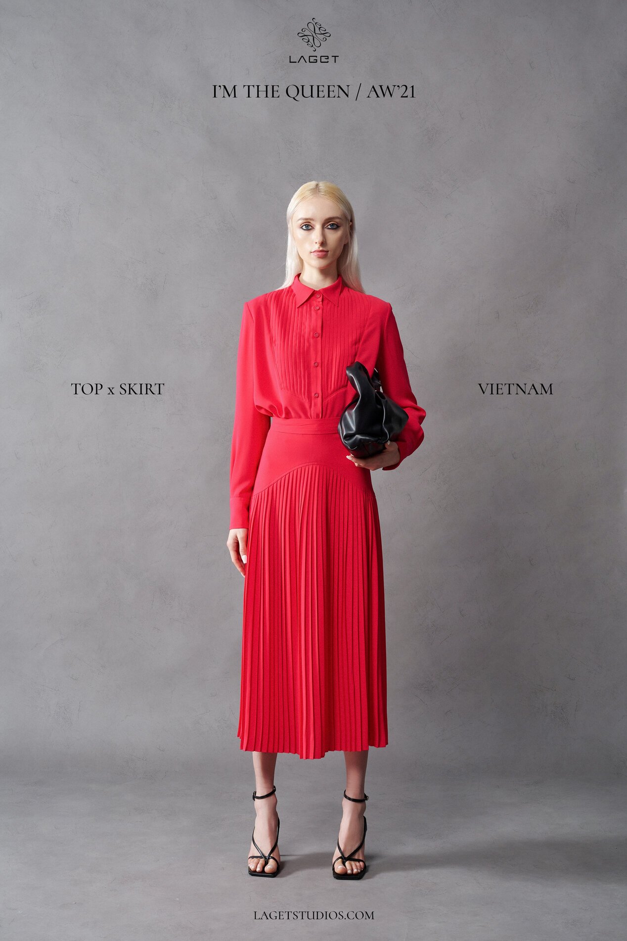 Raspberry Crepe Blouse Laget Studios